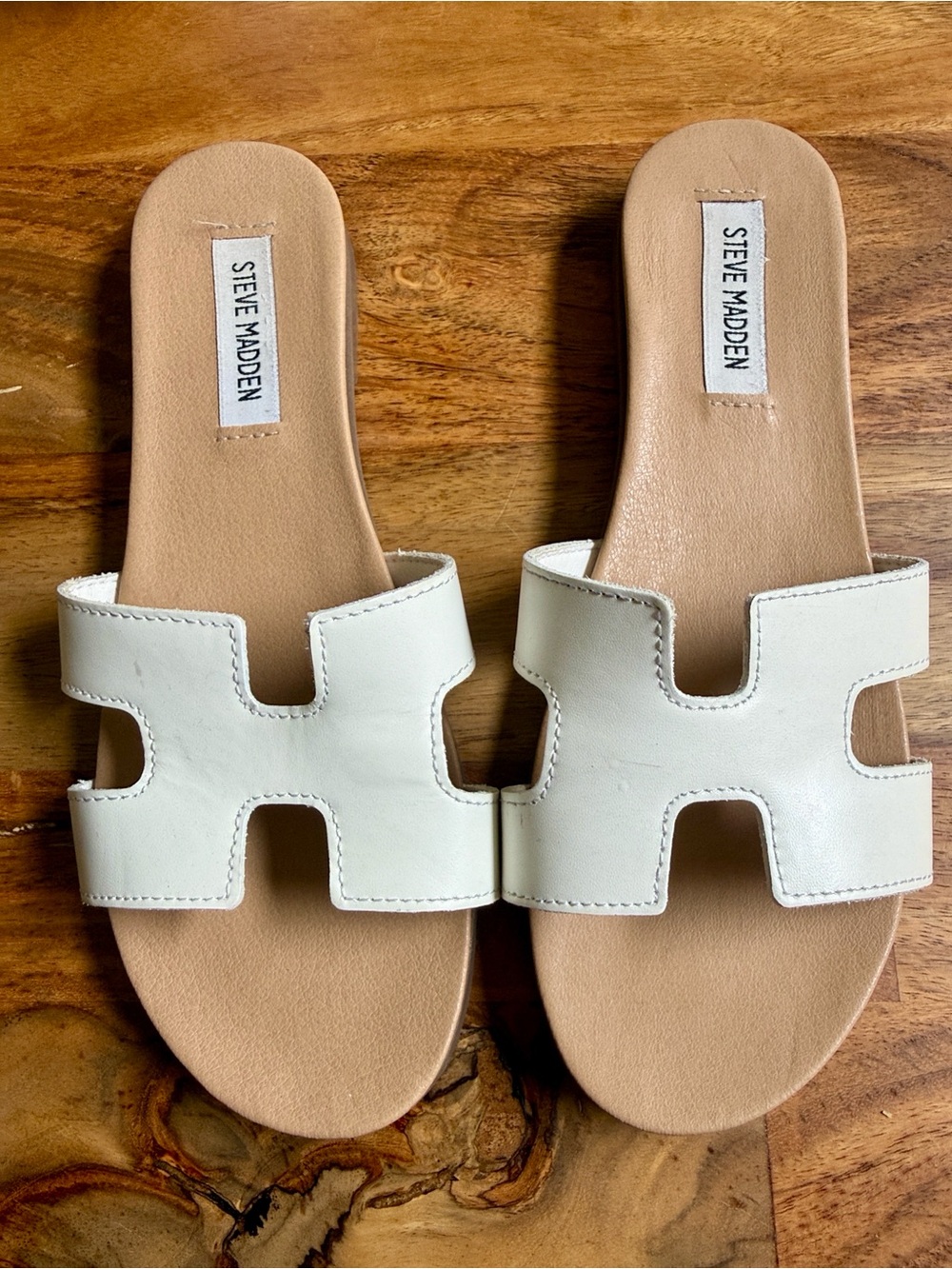 Steve Madden White Cutout Slide Sandals